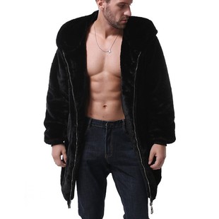 Winter Trendy Loose Couple Men's Long Imitation Rabbit Fur Coat Korean Style Imitation Fur Thickened Warm Coat Trendy
