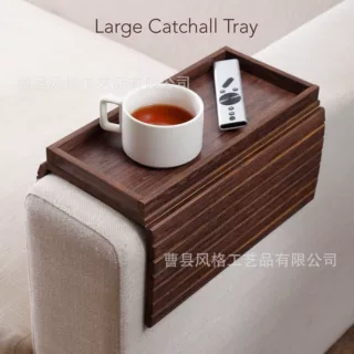 跨境新款木质沙发扶手托盘实木沙发扶手杯架复古乡村风沙发扶手桌