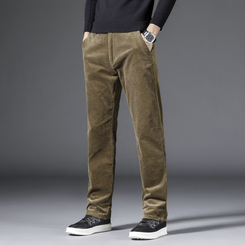 Autumn and winter men's corduroy pants Youth high waist loose straight corduroy pants casual pants men
