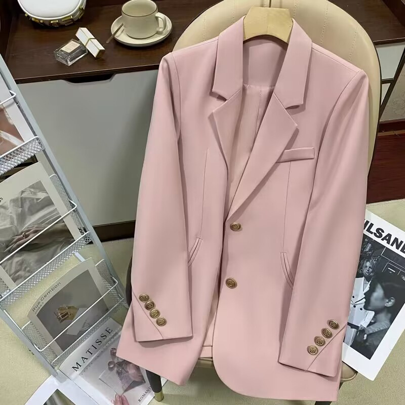 Pink Blazer for Women, 2026 Spring New Design, Stylish and Versatile, Elegant Single-Breasted Small Suit for Women