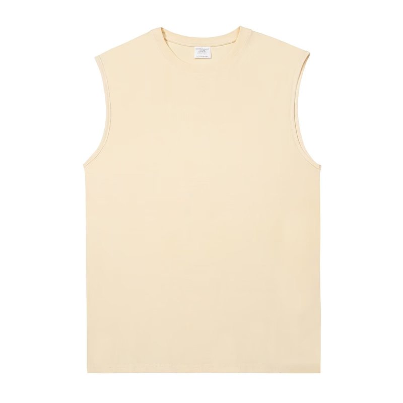 厚手の純綿無地インナーノースリーブTシャツメンズ夏アウターベストスポーツ白ベストメンズボトムストップ|undefined