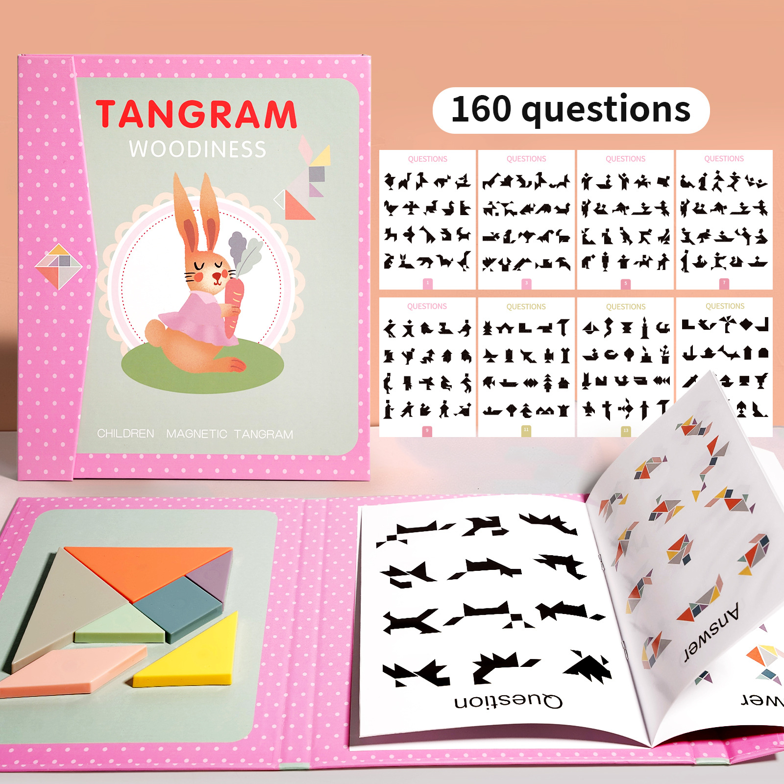 Rompecabezas de rompecabezas tipo clip de libro de bloques de construcción magnéticos de madera para niños de educación temprana para estudiantes en el segundo grado aprendiendo material didáctico rompecabezas