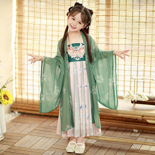 Hanfu Girls' Spring and Autumn Children's Ancient Style Fairy Dress 2025 New Chinese Style Ruqip Summer Dress for Girls