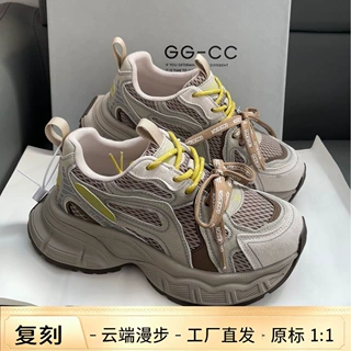 爆款火星轨迹老爹鞋女夏季超火复古做旧厚底增高网面透气运动鞋潮