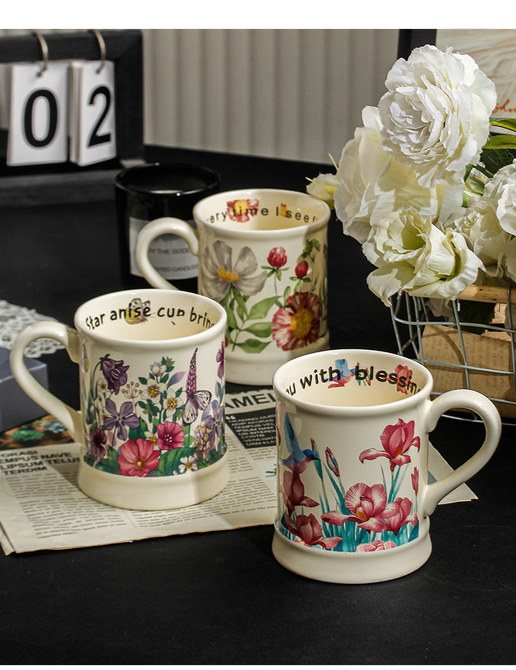 Keramik Kaffeetasse Mit Blumenmuster Für Büro Und Zuhause_voghion.com