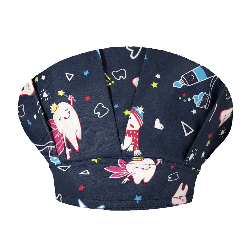 Tapa de operación directa de fábrica impresión femenina pequeño animal lindo sombrero de enfermera algodón salón de belleza odontología oral sombrero