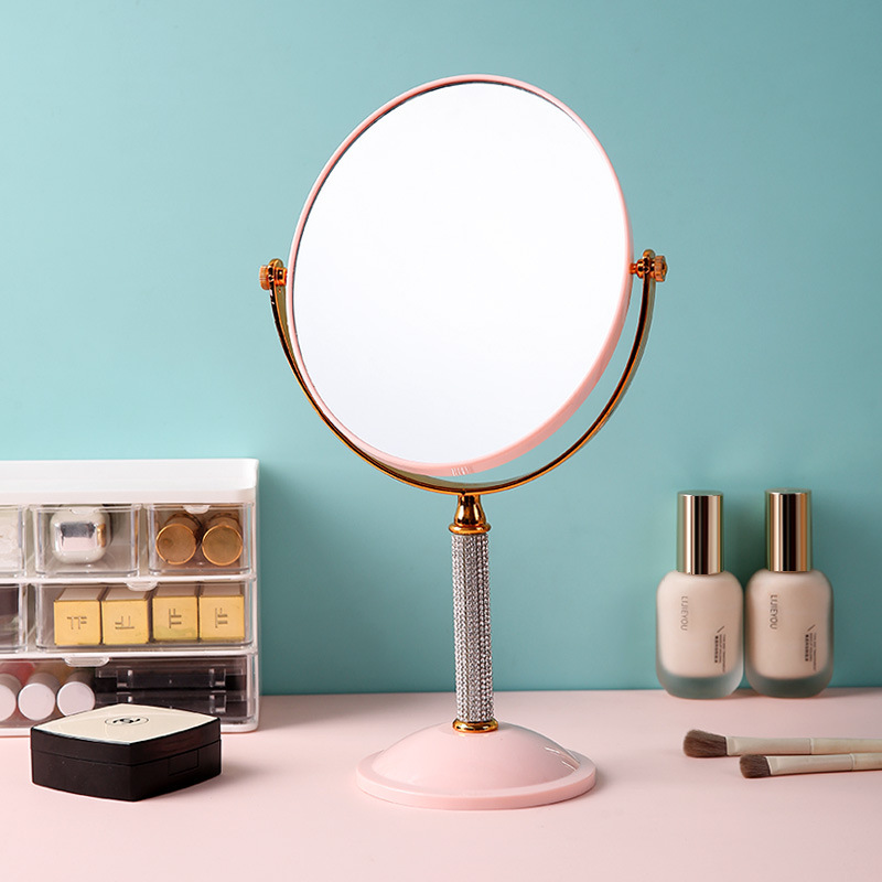 Escritorio europeo galvanizado de doble cara espejo de maquillaje ampliado escritorio simple梳妆台 espejo de dormitorio niñas