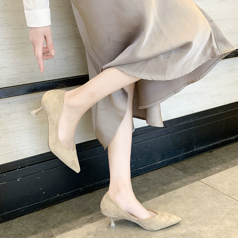 2024 новые корейские модные минималистские туфли на высоком каблуке