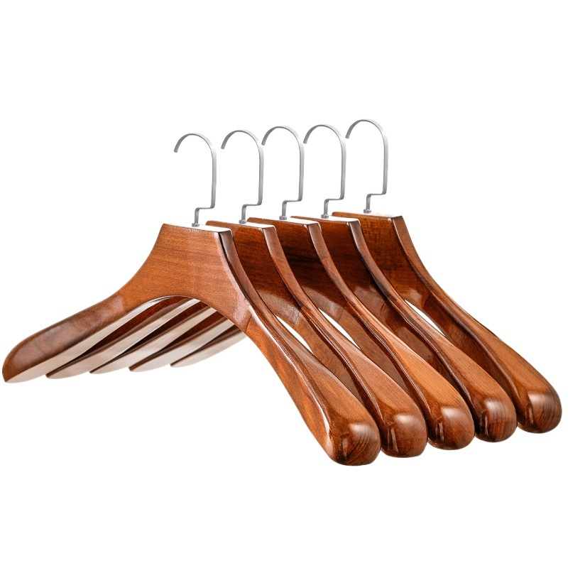 Ancho hombro Suspensión de madera maciza percha ropa de madera percha sin Traje hombres y mujeres percha ropa tienda ropa percha al por mayor