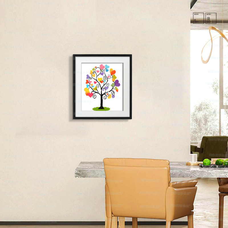 Mona Lisa árbol real de bordado cruzado nuevo relajado piezas simples frescas lindas bordadas a mano en la sala de estar