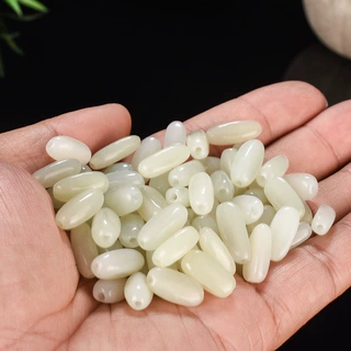 批发新疆和田玉白玉随型玉珠散珠 手工DIY手链项链玉石配饰配件