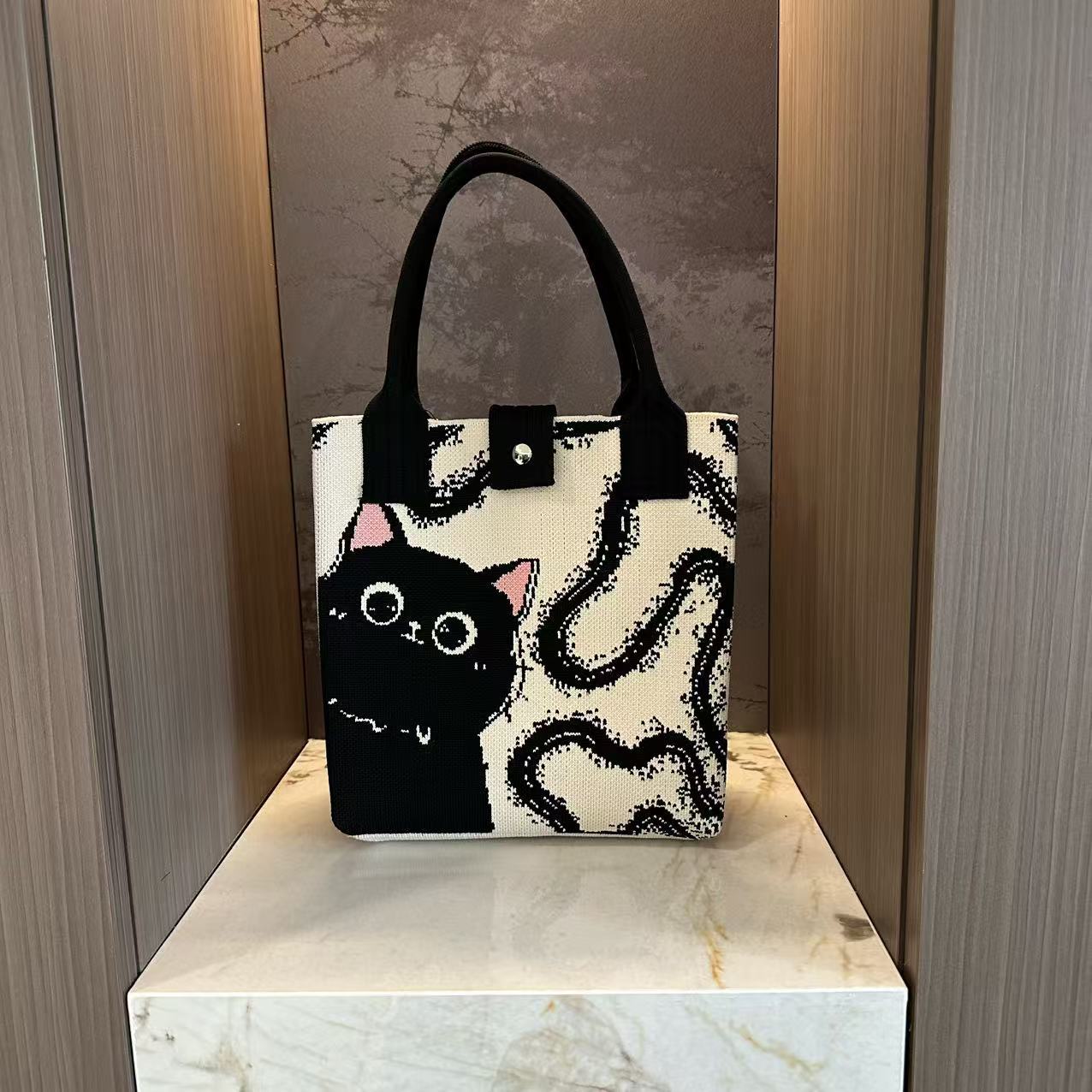 Catuones lindas bolsas de punto bolsas de almacenamiento de viaje pequeño portátil hombro único oblicuo bolsas de teléfono móvil bolsas de mano de mujer versátiles
