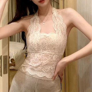 2026夏季新款纯欲内搭挂脖吊带背心女带胸垫温柔风性感可外穿上衣