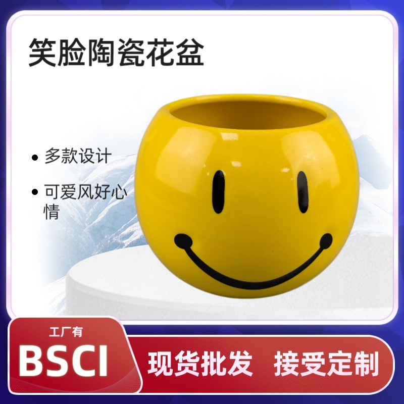 Cerámica transfronteriza linda expresión sonriente orquídea en maceta de eneldo verde maceta de cactus maceta de suculentas