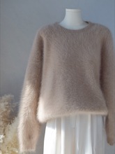 长毛水貂绒慵懒风宽松加厚套头针织上衣软糯拉绒貂毛毛衣女外套