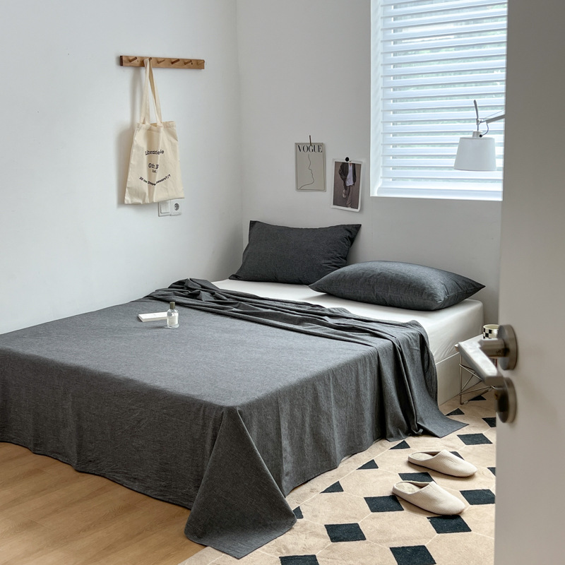 日本式無印単品シーツ良品水洗い綿シーツ純綿格子縞単独シーツベッドスカート純色純綿