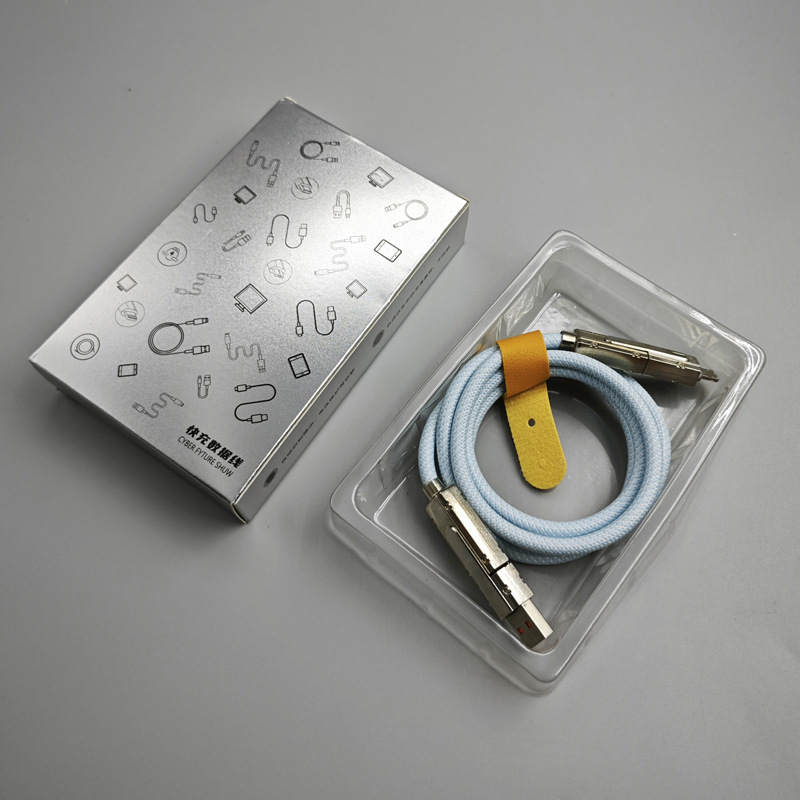 锌合金四合一编织充电线Type-C/lightning二合一数据线加粗pd65W|undefined