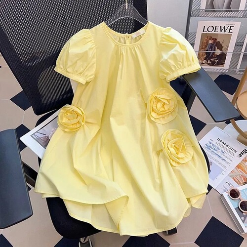 New 2024 Summer Girls' Fashion Casual Princess Dress Children's Thin Version Girls' Summer Dress for Older Children Trendy