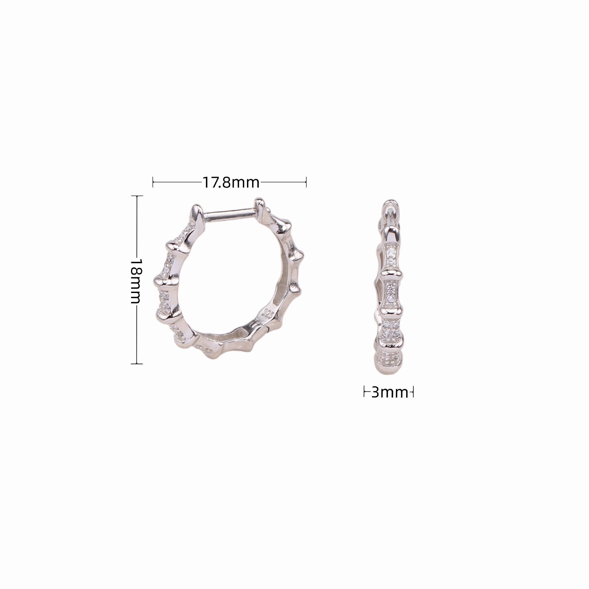 1 Paire De Base Style Coréen Géométrique Argent Sterling Placage Incruster Zircon Des Boucles D'oreilles display picture 2