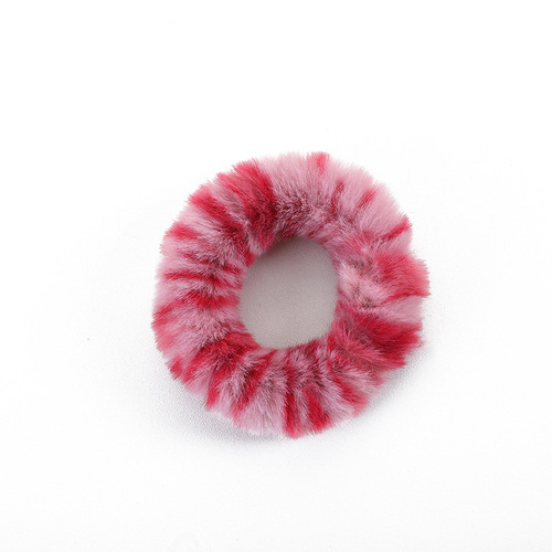 Cute fuzzy twin-tail hair tie in Korean style, Japanese-inspired minimalist soft girl student faux rabbit fur leopard print hairband