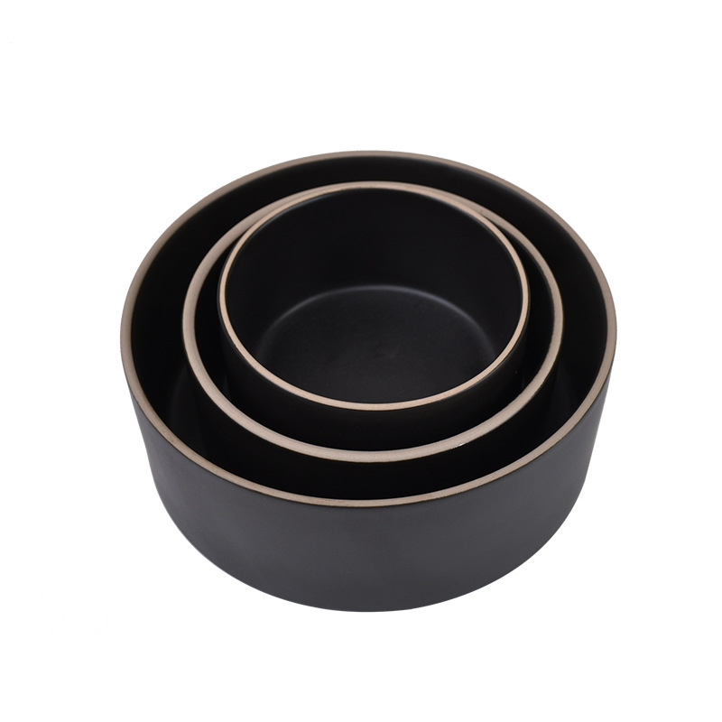Tazón de arroz de cerámica redonda de arena mate negro puro Tazón de sopa espesa coreana Tazón de sopa dulce Tazón de ensalada Tazón de kimchi especial