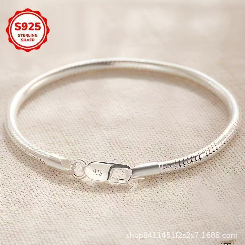 Temu Snake Bone Bracelet S925 Silver-Plated Cross-Border E-Commerce Popular Stylish Accessible Luxury Exquisite Versatile Couple Bracelet for Men and Women