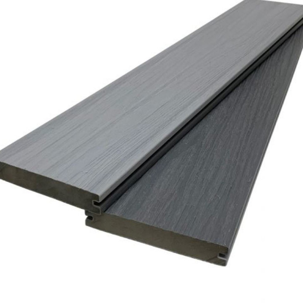 Segunda generación co-extruida madera-plástico piso al aire libre agujero redondo plástico piso de madera patio jardín 138*23 decoración al aire libre anti-corrosión