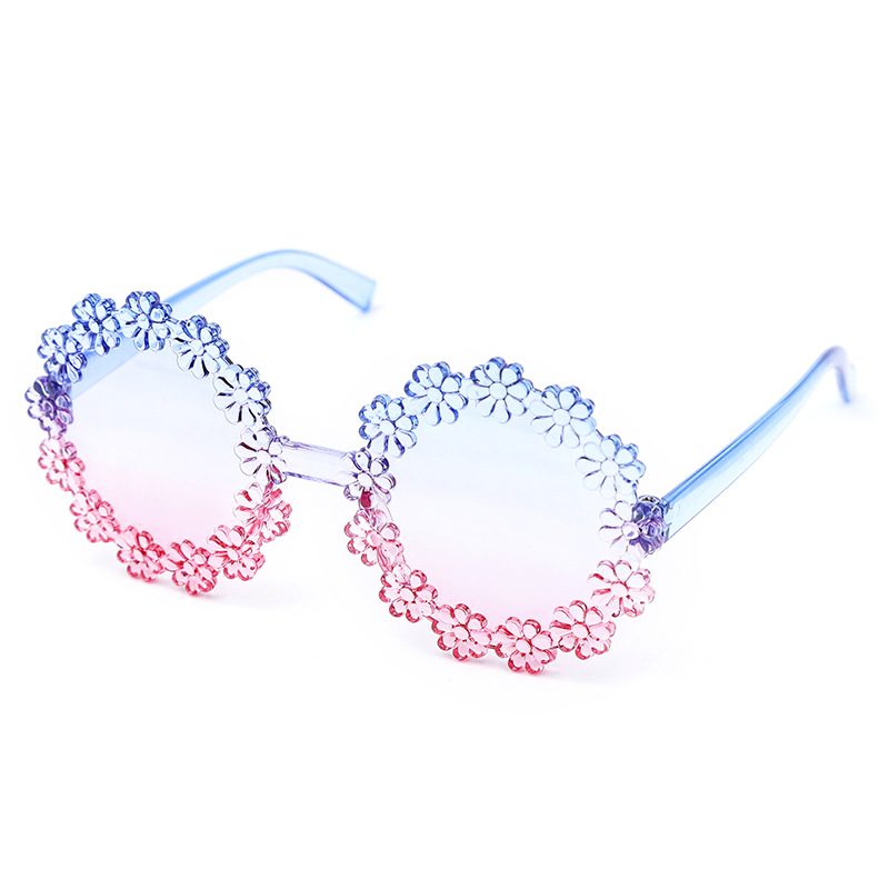 Niños de color gradiente gafas de sol lindas flores gafas de sol para niños, gafas de sol de moda para bebés Daisy en stock