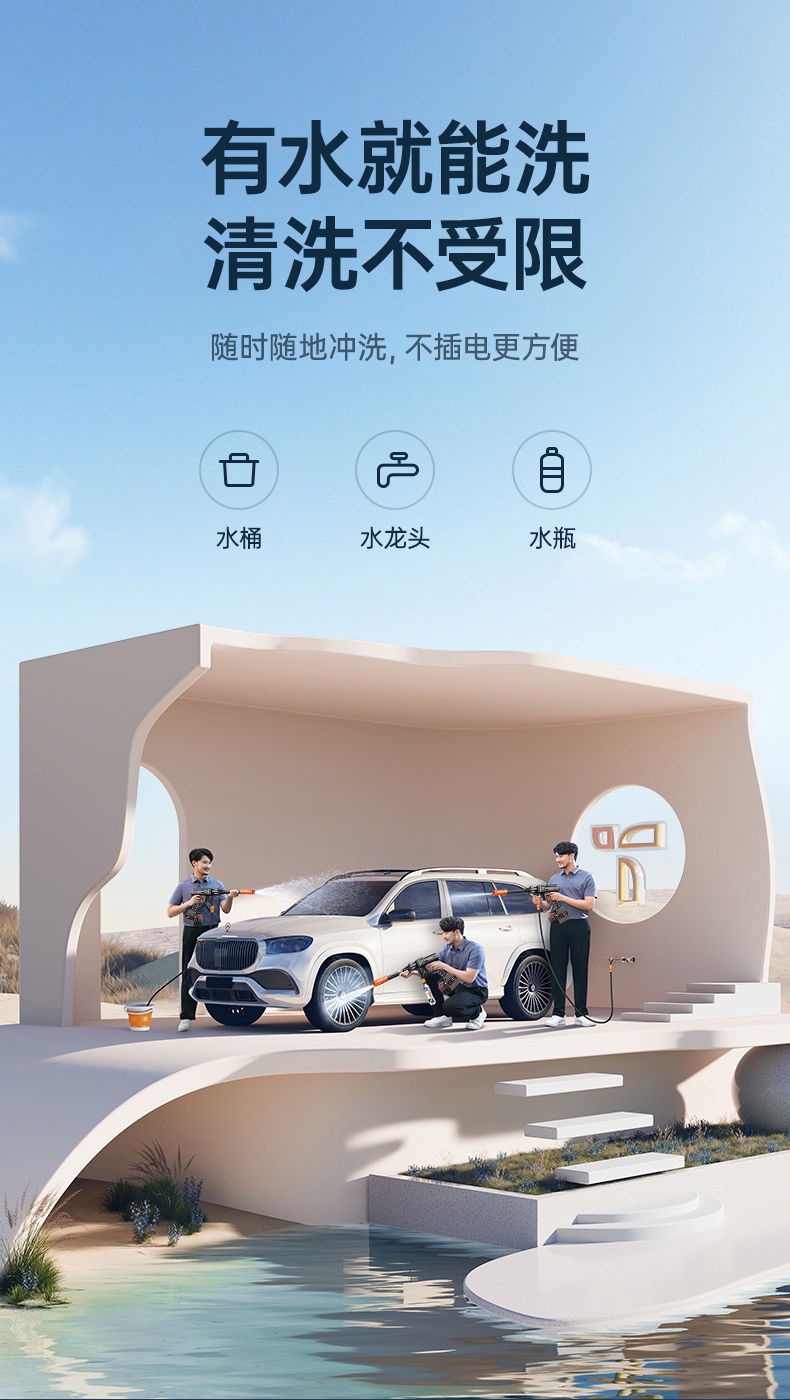 New German Brushless Car Washing Machine, Ultra-High Pressure Water Gun, Lithium Electric Brush Car Spray, Vegetable Watering Cleaning Artifact, Spray Artifact