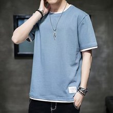 标准夏季短袖青春流行慵懒新款文艺时尚潮牌男潮流T恤圆领潮简约