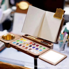 クロスボーダー木製水彩絵の具箱絵画油絵パレットマルチグリッド水彩絵の具木箱