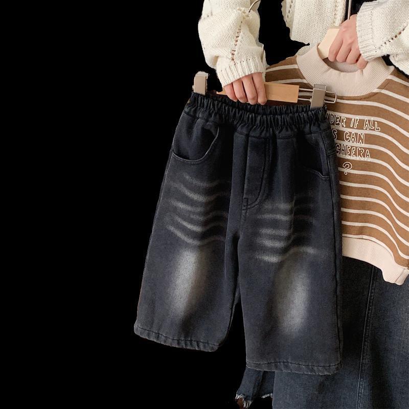2025 nuevos pantalones de pierna recta casuales de estilo occidental para niñas, jeans de todo fósforo para niños, nuevos productos de otoño e invierno, pantalones retro para niños image 4