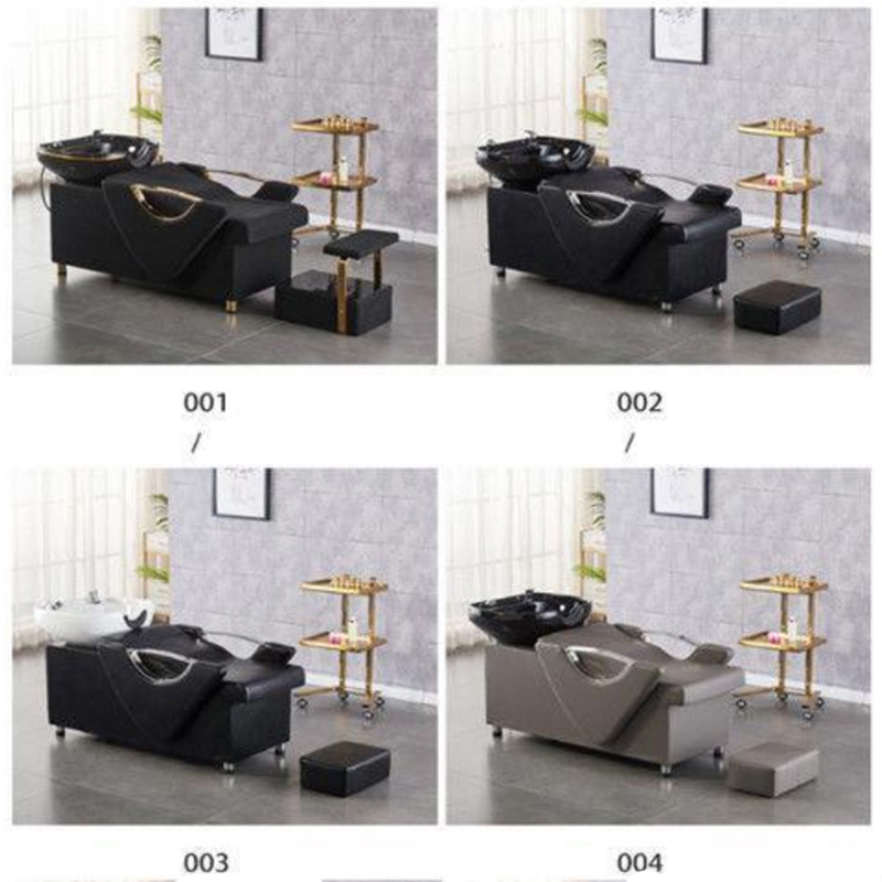 Cama de lavado de cabello para peluquería, silla de lavado de cabello para peluquería, cama de lavado de cabello semirreclinable con lavabo de cerámica, cama de lavado de cabello de cerámica para peluquería.