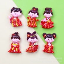红衣古风女孩树脂配件奶油胶冰箱贴钥匙扣手机壳发饰发夹洞洞鞋批