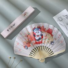 熊猫花花网红8寸扇子绢布手工折扇熊猫基地同款成都纪念品送友人