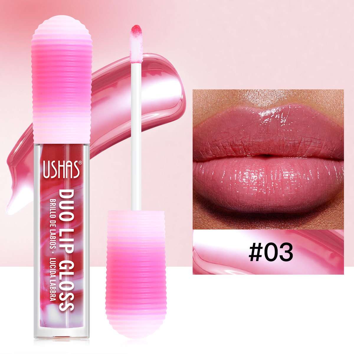 USHAS European and American Cross-border spot lápiz labial líquido esmalte de labios brillo de labios taza antiadherente brillo de labios no decoloro UC062