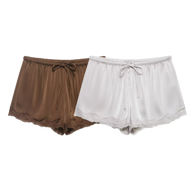Myst&Za2026 New Summer Products Cross-Border Women's Clothing Lace-Trimmed Silk Satin Texture Mini Shorts 1255427