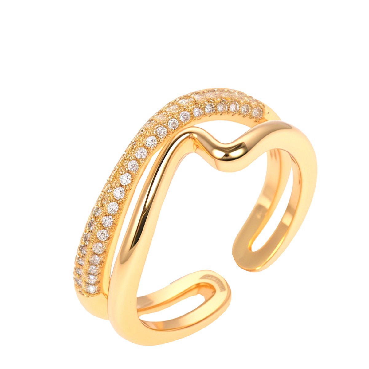 European and American Cross-Border Hot Selling Geometric Intertwined Women's Niche Design Ring Korean Style Fashion Diamond Ring Valentine's Day Gift