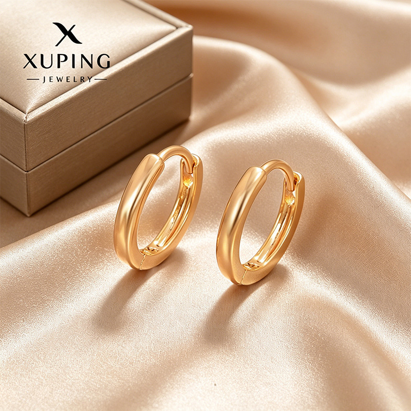 Pendientes de aro Xuping transfronterizos rusos de 18k con incrustaciones de diamantes, joyería de lujo ligero de alta gama al por mayor para mujer. image 48