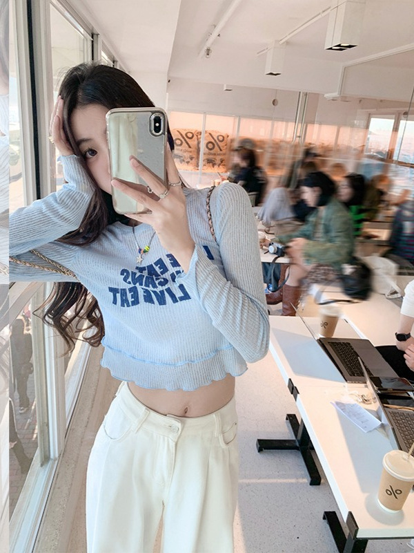 小个子长袖针织防晒上衣女长袖罩衫薄款T恤|undefined
