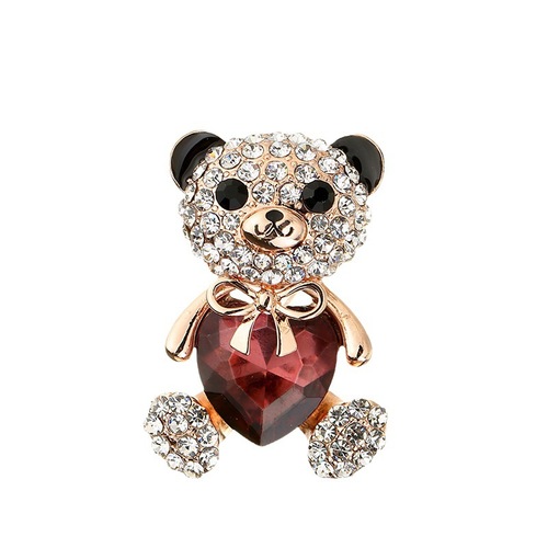Cute Crystal Bear Brooch High-end Women's Fashion Diamond-studded Animal Lapel Pin Cartoon Creative Pin for Clothes Accessories