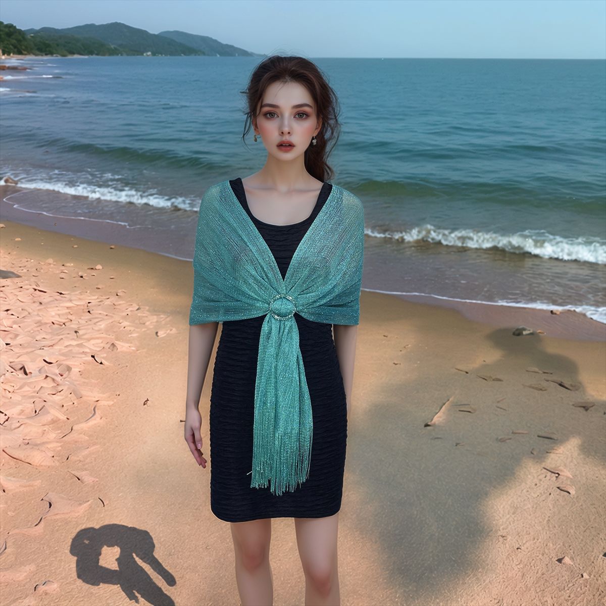 湖蓝顺色丝带扣