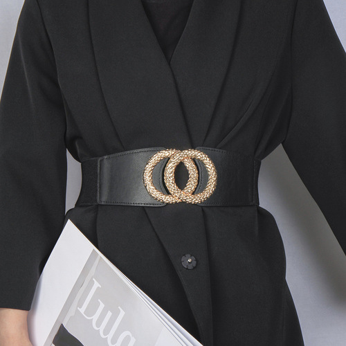 Trendy brand European and American style belt women's decorative coat with dress belt waist suit elastic elastic waistband wide