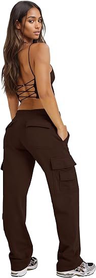Women's Clothing New Multi Pocket Y2K Overalls Casual Loose Sports Fitness Wide Leg Pants_voghion.com