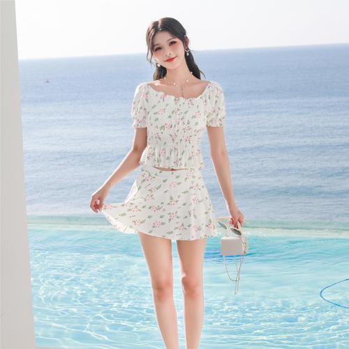 Mystic Atmosphere Women's Separate Set Swimwear, Fresh and Minimalist Two-Piece Conservative and Slimming, Belly Covering for Teenage Students, Hot Spring Swimwear