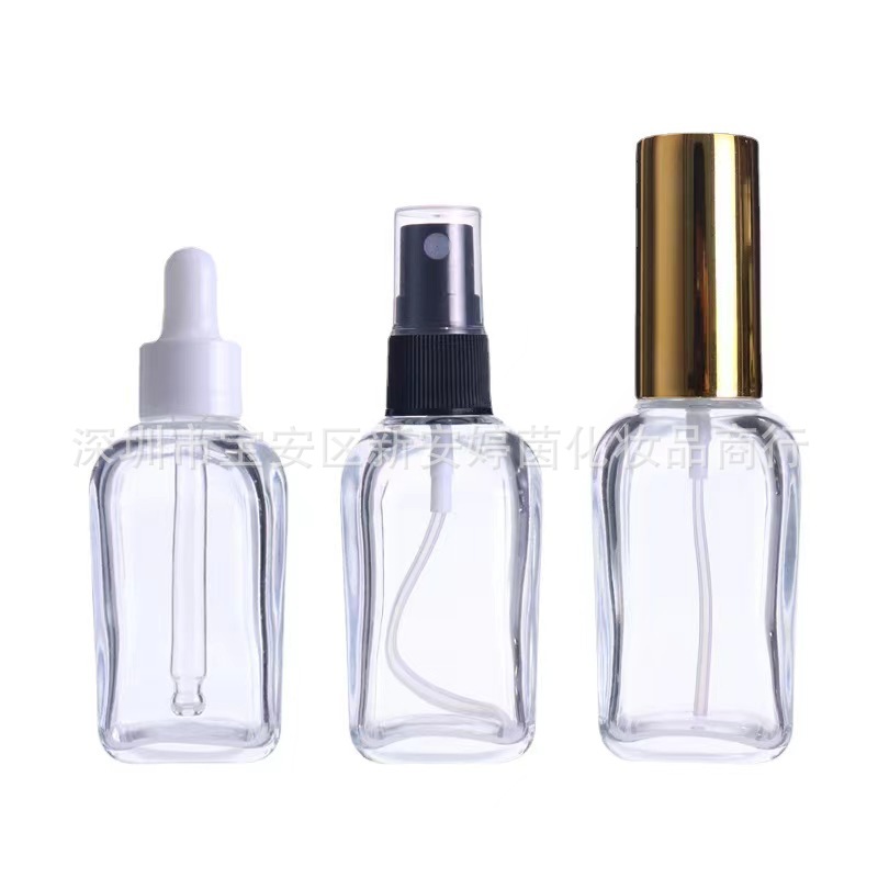 供应 50ML透方形精油瓶 香薰瓶 精华液瓶 滴管瓶 化妆品包装