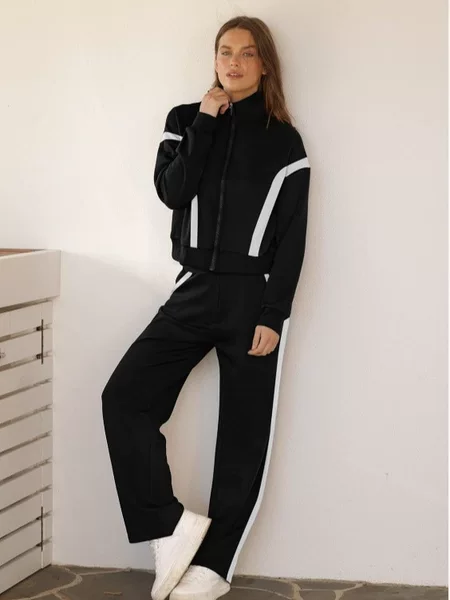 European and American Cross-Border Amazon 2025 New Women's Casual Suit Sportswear Two-Piece Cardigan Top Wide-Leg Pants