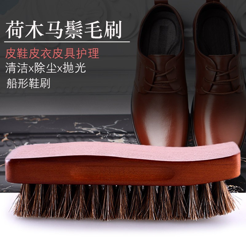 Cepillo de zapato de piel de caballo de loto de alta calidad Cepillo de pulido de zapatos de piel suave Zapatos de cuero Cerda de caballo puro Gamuza multifuncional Gris Tamaño pequeño Cepillo de zapato