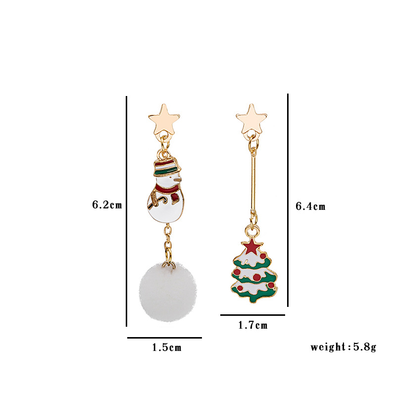 European And American New Christmas Cartoon Plush Tassels Earrings Wholesale display picture 2