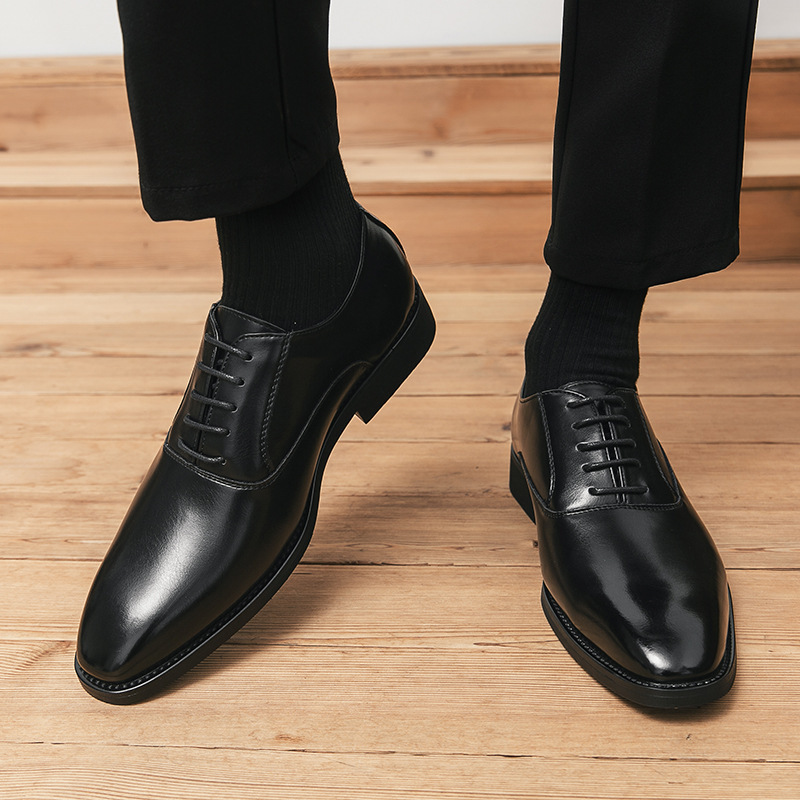 2025 cuatro estaciones de negocios británicos zapatos de cuero para hombres correa simple suave casual novio casamiento zapatos altos